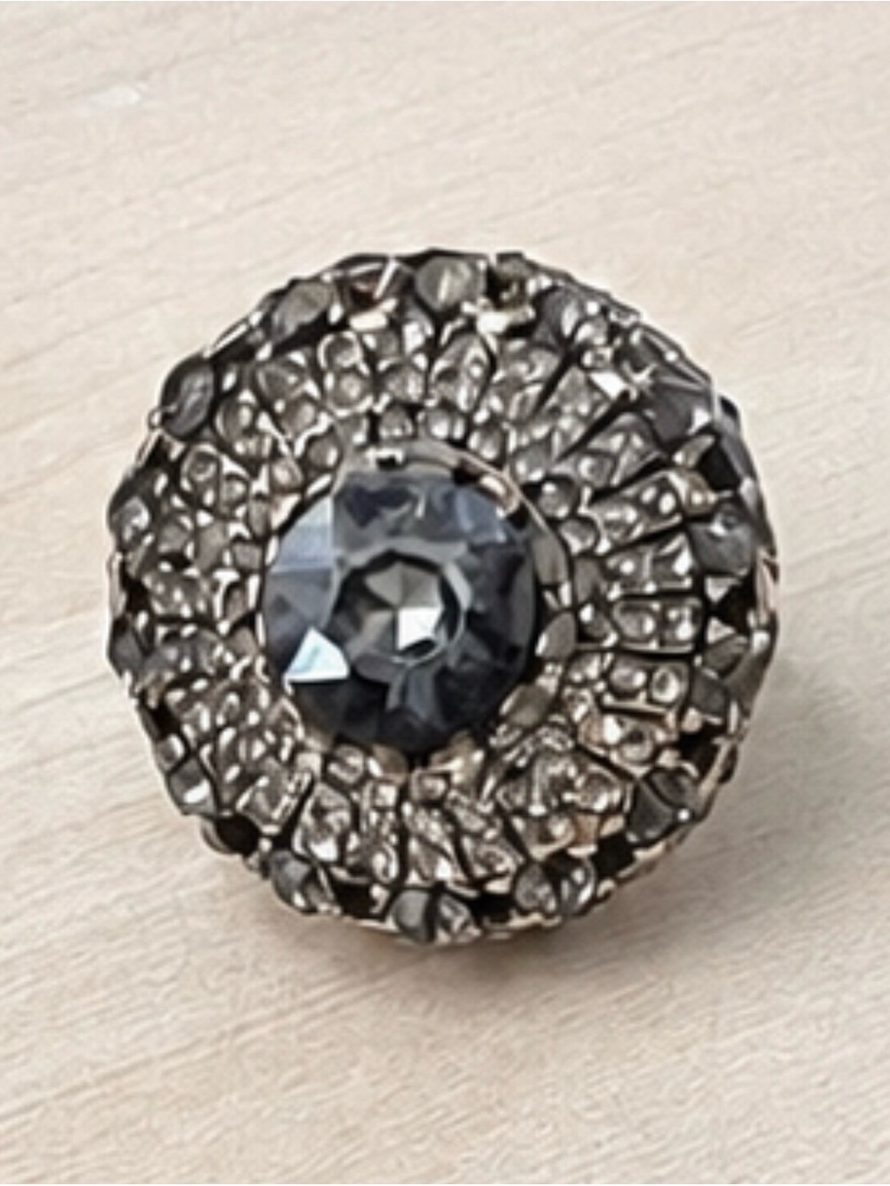 Vintage Smokey Crystal Halo Statement Ring